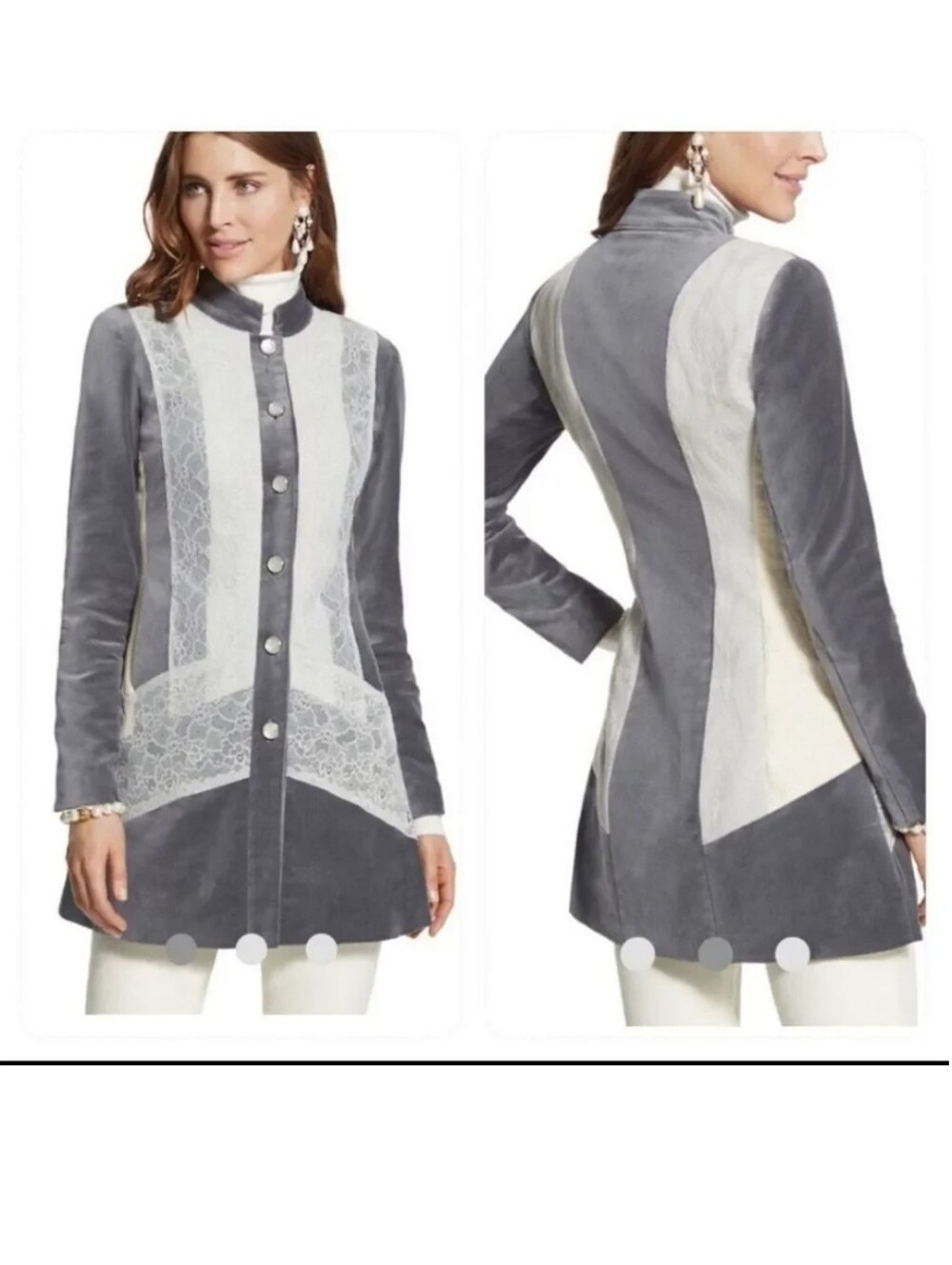 Vintage Chico's Silver Treasure Artisan Duster Jacket Size 1 US: 8/10 M